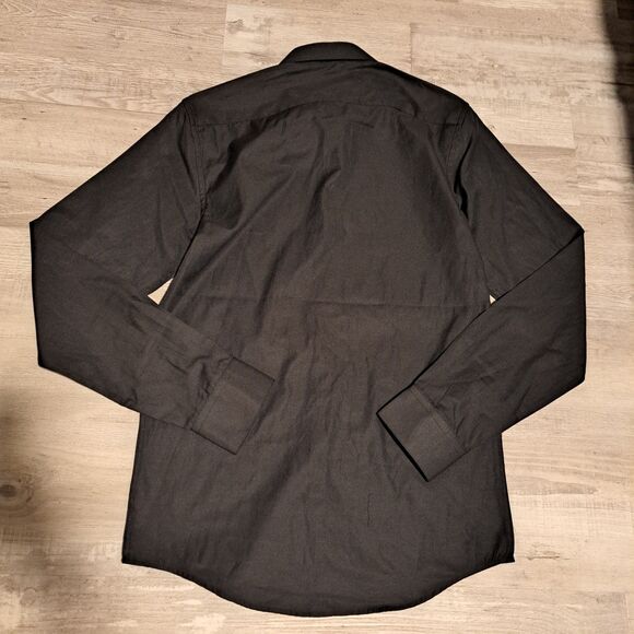 Ben Sherman Shirt Mens M Slim Fit Long Sleeve 15- 34/35 Button Front Dress Black - Picture 2 of 9